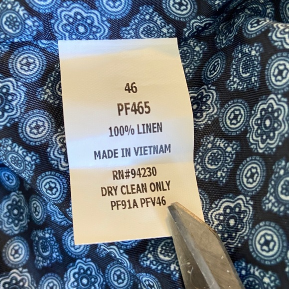 Paul Frederick Men's Blue 100% linen double breasted notch, lapel Vest 3633 - Picture 8 of 8